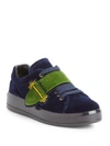 Prada Velvet Grip-strap Platform Sneaker In Ink