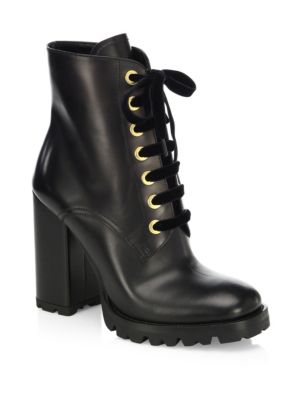 prada black lace up boots