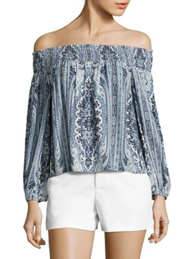 Alice And Olivia Viola Smocked Off-the-shoulder Top, Multi In Palace Paisley