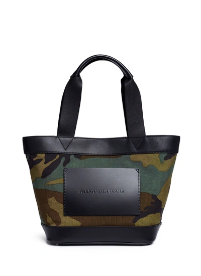 Shop Alexander Wang Leather Panel Camouflage Print Canvas Tote