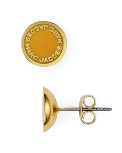 Marc Jacobs Enamel Logo Disc Stud Earrings In Gold/yellow