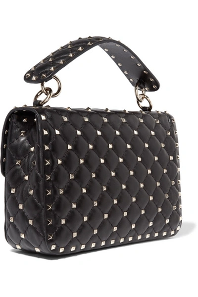 Shop Valentino Garavani The Rockstud Spike Medium Quilted Leather Shoulder Bag In Black