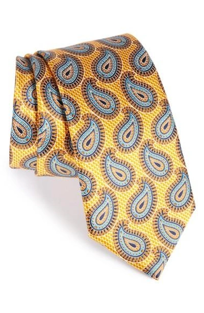 Shop Ermenegildo Zegna Paisley Silk Tie In Yellow
