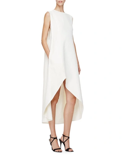 Narciso Rodriguez Sleeveless A-line High-low Dress, Pearl, Alabaster