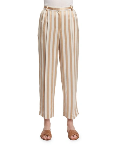 The Row Sala Wide-leg Trousers, Blush/ivory Stripe, Blush Ivory Strip
