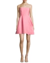 HALSTON HERITAGE STRAPLESS STRUCTURED FAILLE COCKTAIL DRESS, PEONY