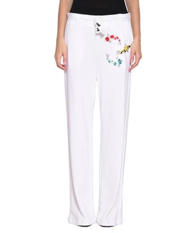 Au Jour Le Jour Cotton Trousers With Embroidery In Bianco
