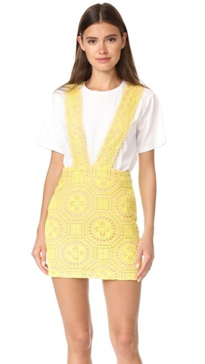 English Factory Contrast Lace Pinafore Dress In Saffron