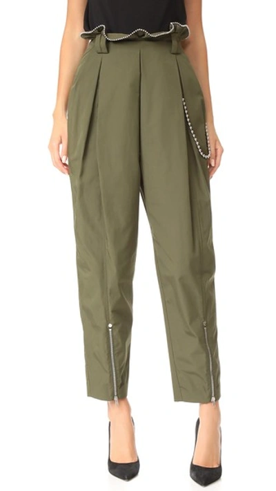 Alexander Wang High Waisted Army Trousers With Ballchain