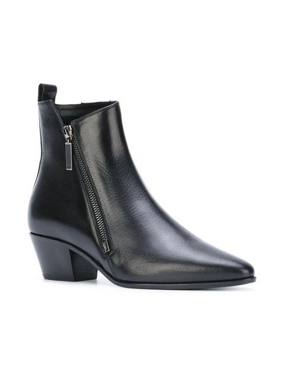 Shop Saint Laurent Zip Detail Ankle Boots In Black