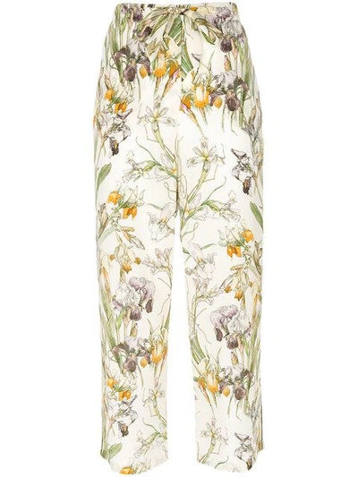 Shop Alexander Mcqueen Embroidered Cropped Trousers - Multicolour