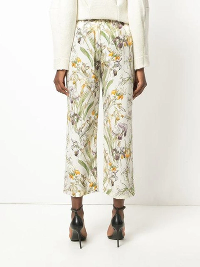 Shop Alexander Mcqueen Embroidered Cropped Trousers - Multicolour