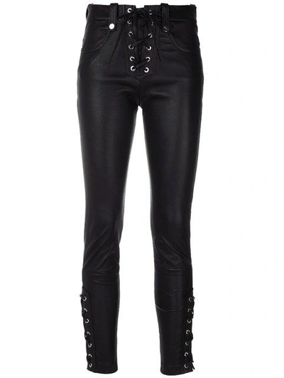 Shop Manokhi Cropped Lace-up Trousers In Black
