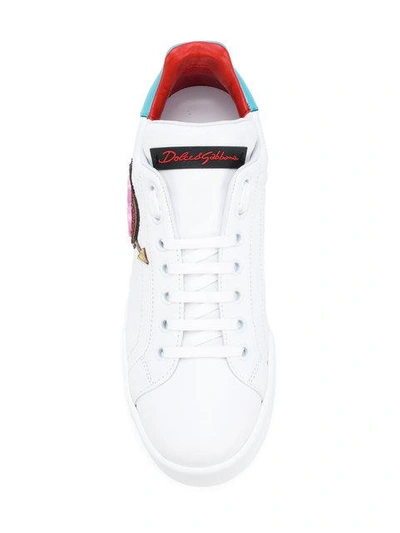 Shop Dolce & Gabbana Appliqué Logo Heart Sneakers In White