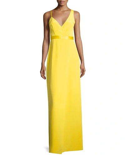 Diane Von Furstenberg Asymmetric Sleeveless Side-slit Gown, Yellow In Daffodil