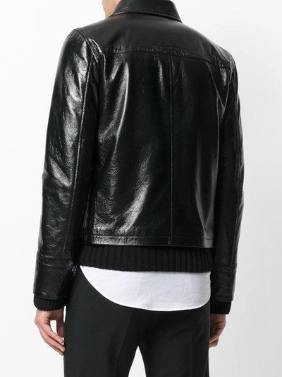 Shop Saint Laurent Collared Leather Jacket
