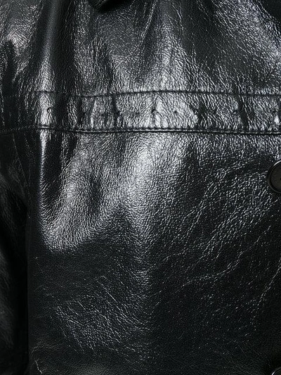 Shop Saint Laurent Collared Leather Jacket