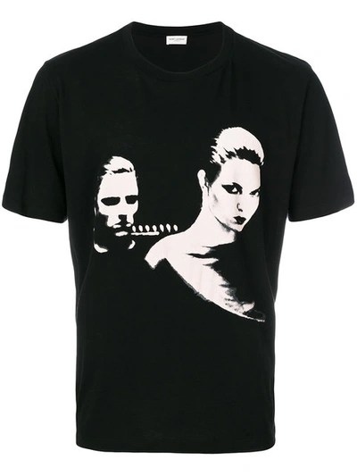 Saint Laurent Black And White Short Sleeve Couple T-shirt