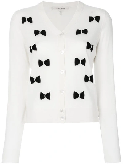 Marc Jacobs Long Sleeve Bow Cardigan In Ivory Multi