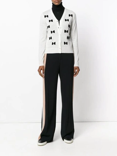 Shop Marc Jacobs Bow Embroidered Cardigan - Neutrals