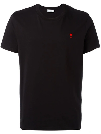 Ami Alexandre Mattiussi Slim-fit Embroidered Cotton-jersey T-shirt In Black