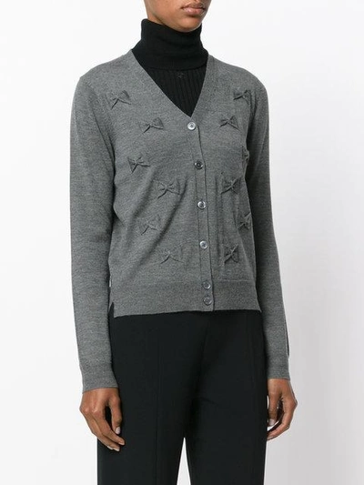 Shop Marc Jacobs Bow Embroidered Cardigan In Grey