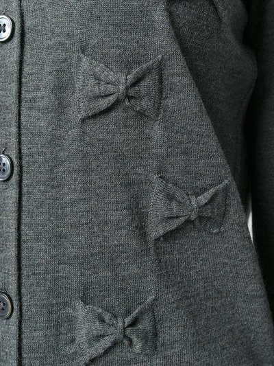 Shop Marc Jacobs Bow Embroidered Cardigan In Grey