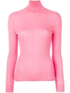 Gucci Fine Knit Turtleneck Jumper In Pink & Purple