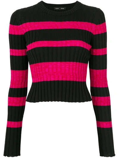 Proenza Schouler Pink & Green Striped Crewneck Pullover In Black,pink,stripes