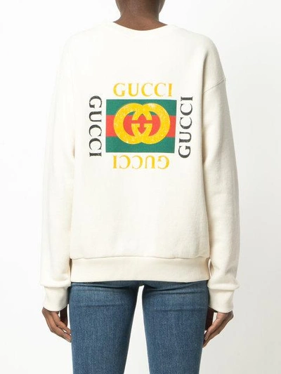 Shop Gucci Tiger Face Oversized Sweatshirt