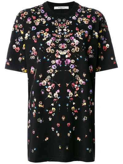 Givenchy Black Pansy-print Cotton T-shirt