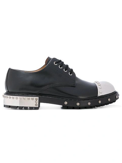 Shop Alexander Mcqueen Metallic Cap Derby Shoes - Black