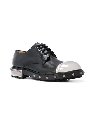 Shop Alexander Mcqueen Metallic Cap Derby Shoes - Black