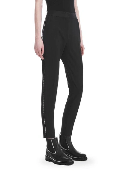 Shop Alexander Wang Slim Fit Trousers With Ball Chain Trim In Black