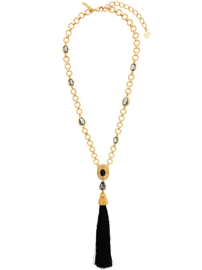 Oscar De La Renta Crystal-embellished Tasseled Necklace In Gold