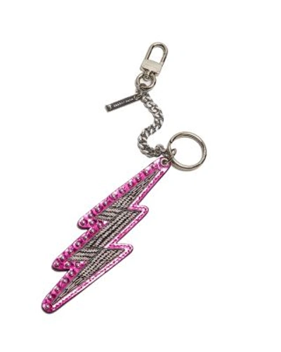 Marc Jacobs Embellished Metallic Leather Keychain In Pink