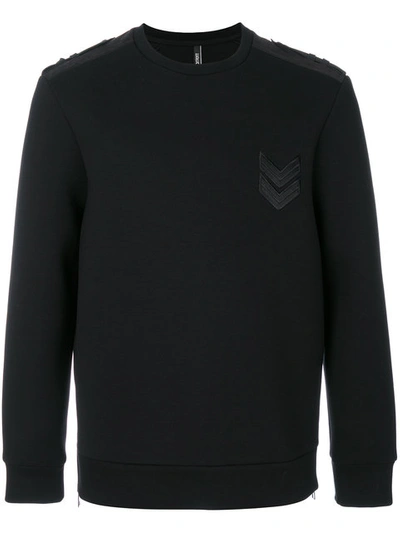 Neil Barrett Black Neoprene Military Sweatshirt