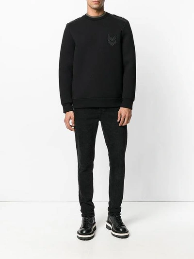 Shop Neil Barrett Epaulette Sweatshirt - Black