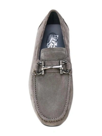 Shop Ferragamo Salvatore  Gancio Bit Loafers - Grey