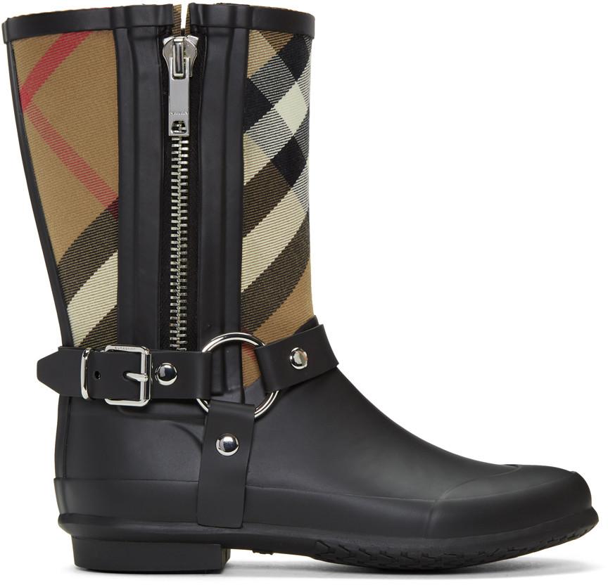 burberry women's zane signature check rain boots