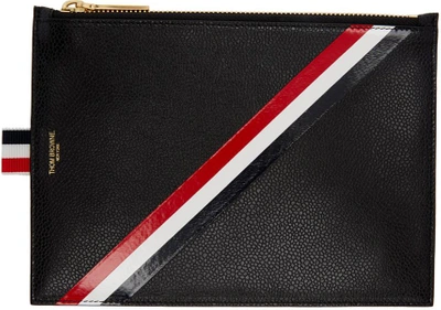 Shop Thom Browne Black Large Diagonal Stripe Coin Purse