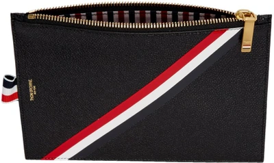 Shop Thom Browne Black Large Diagonal Stripe Coin Purse