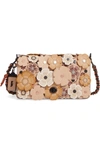 Coach 'dinky' Flower Appliqué Leather Crossbody Bag In Beechwood
