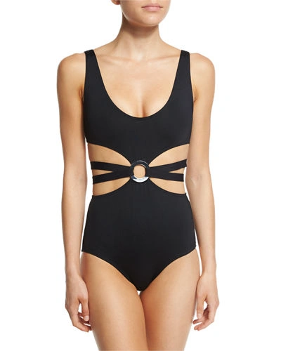 Proenza Schouler Cutout One-piece Swimsuit W/center Ring In Black