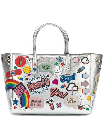 Anya Hindmarch All Over Stickers Ebury Tote In Metallic