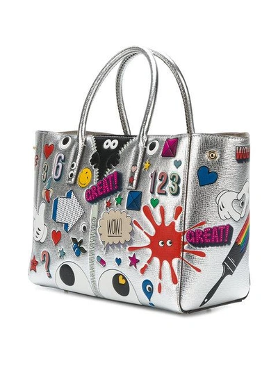 Shop Anya Hindmarch All Over Stickers Ebury Tote In Metallic