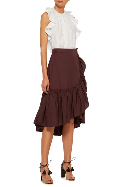 Shop Ulla Johnson Camila Ruffle Wrap Skirt In Brown