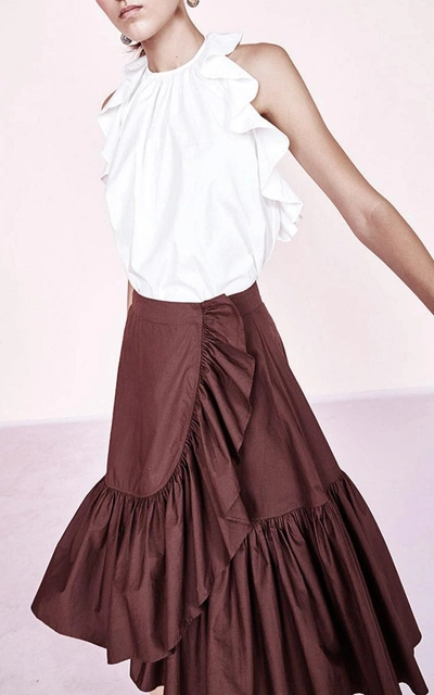 Shop Ulla Johnson Camila Ruffle Wrap Skirt In Brown