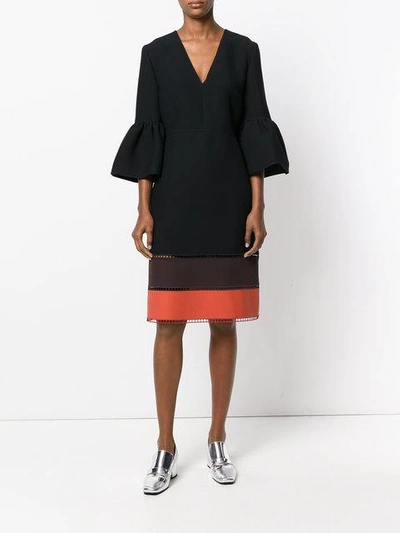 Shop Fendi Contrast Panelled Dress In Black