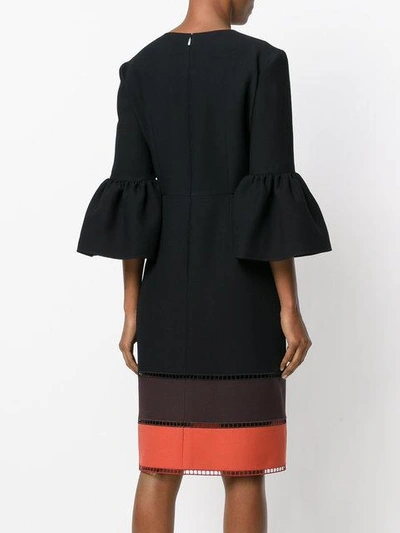 Shop Fendi Contrast Panelled Dress In Black